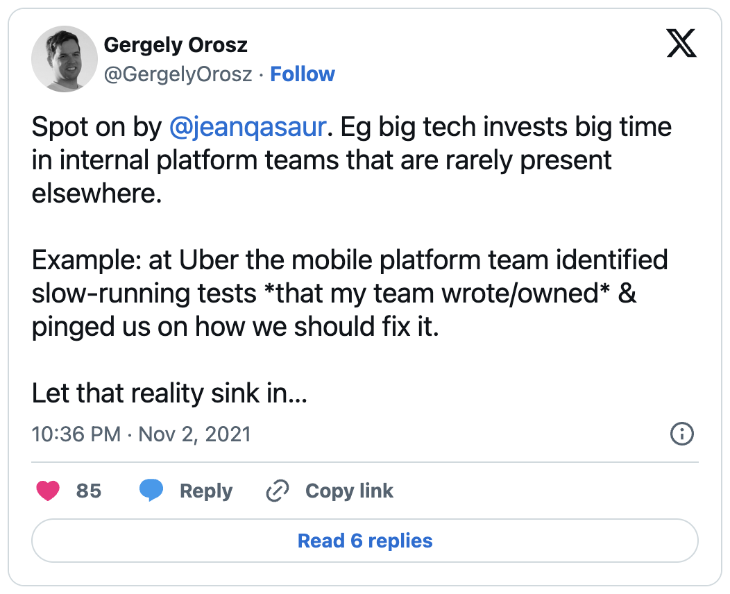 Gergely Orosz tweet